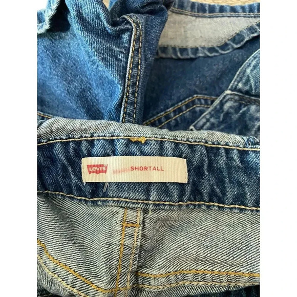 Levi’s Girls Shortall Medium Wash Jean Short Overalls Size Large 12/14 - Picture 3 of 7